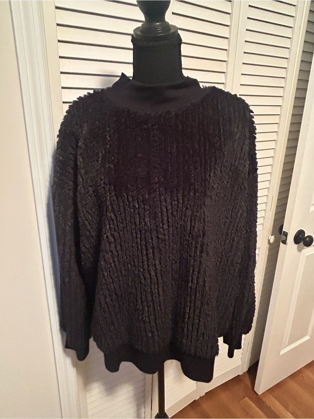 crown & ivy Black Textured Cowl-Neck Sweater